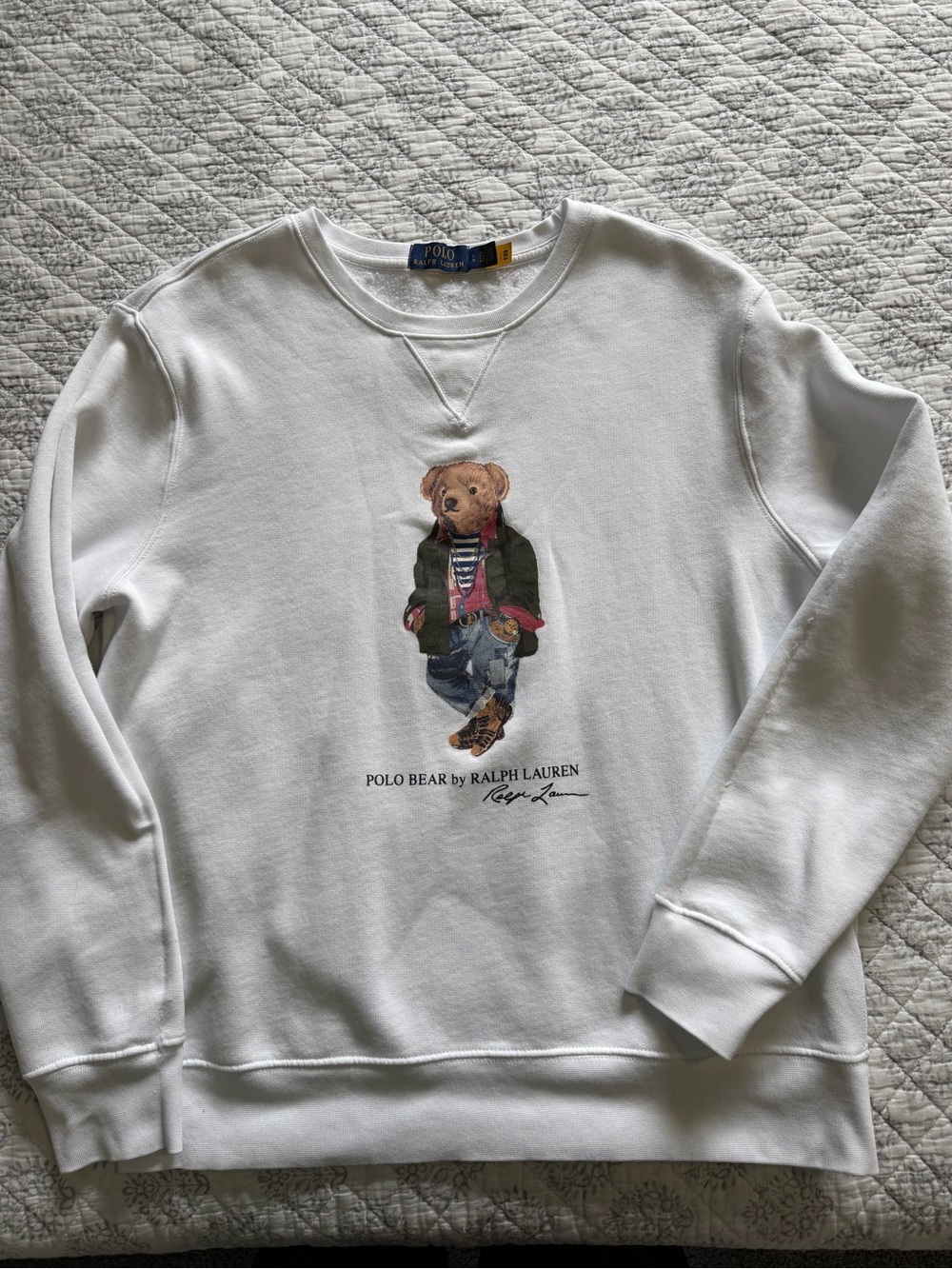 Ralph Lauren Polo Bear White Crewneck Sweatshirt